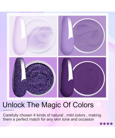 Dip Powder Nail Kit - 4 Color Starter Set with 4 Dipping Powders & 4 Liquid Polishes - Purple Blue Acrylic System - Buy Online on GoSupps.com