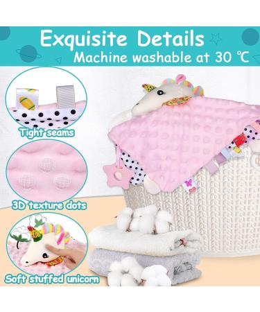 Unicorn Lovely Soothing Security Toy with Tags Teether Blanket - Soft Baby Blanket for Boys and Girls | Newborn Snuggle Toy & Teether | Baby Animal Gifts - Pink B - Buy Online on GoSupps.com