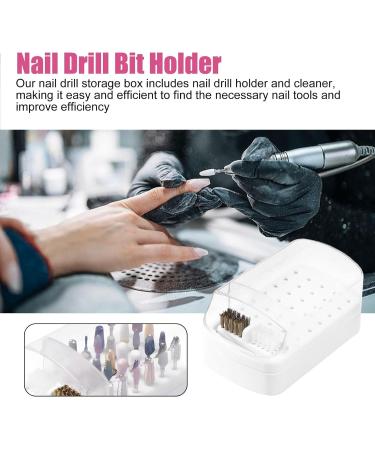 Nail Drill Bits Organizer 2 in 1 Nail Drill Bit Set & Holder - Anti-Splash Nail Bit Case 2 Brushes Included for Home Salon Use - Buy Online on GoSupps.com
