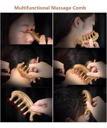 Head Gua Sha Comb - Wooden Sandalwood Scalp & Hair Massage Device for Full Body Relaxation - Buy Online on GoSupps.com