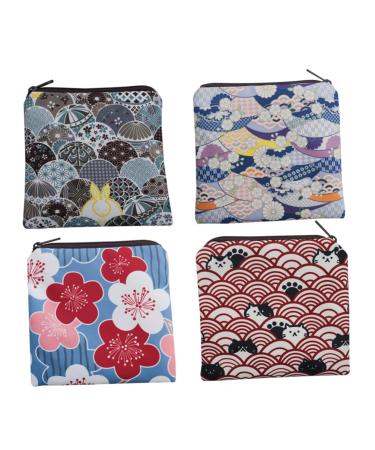Cabilock 4 pieces of storage bags for women's bandages Organizer for women's bandage women tie binders binding bags for the period -money exchange girls mini polyester small wallet