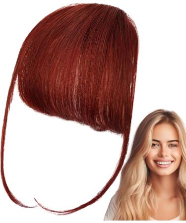 Bang Extensions Clip Human Hair - French Bangs Clip on Fake Bangs Fringe Natural Color Clip on Neat Bangs Hair Extension Human Hair Bangs Extensions Stylish Hair Bangs Fringe Hairpieces wine red - Buy Online on GoSupps.com