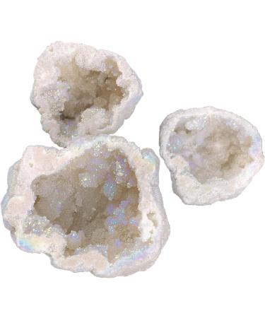 Natural Crystal Rough Natural White Geode Rainbow Titanium Coated Quartz Cluster Specimen Angel Halo - Buy Online on GoSupps.com