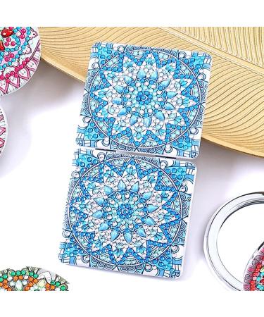 Blue Sunflower Diamond Painting Handheld Compact Mirror for Kids, Women & Girls - Perfect for Purses and Travel - Buy Online on GoSupps.com