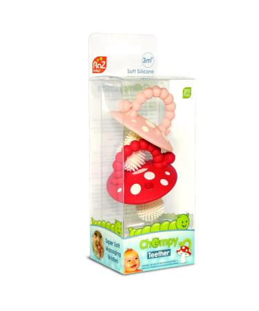 RaZbaby Soft Silicone Teether Toy for Infants 3M+, Soothes Sore Gums, BPA-Free - Hands-Free Chompy Teether (RED/Pink) - Buy Online on GoSupps.com