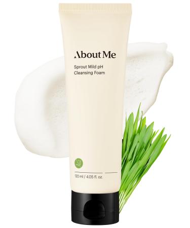 About Me Sprout Mild pH Cleansing Foam Korean Wheat Broccoli Sprout Extract Face Wash for All Skin Types Daily Gentle Cleansing with Amino Acids Korean Skin Care 4.05oz 120ml