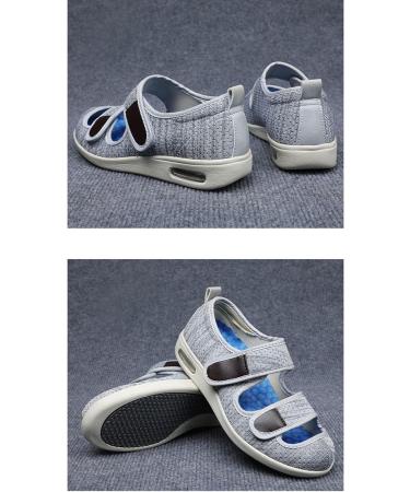 KXSM Women's Wide Width Healthy Home Shoes - Adjustable Closure for Diabetic Edema & Plantar Fasciitis - Light Grey - Size 38 - Buy Online on GoSupps.com