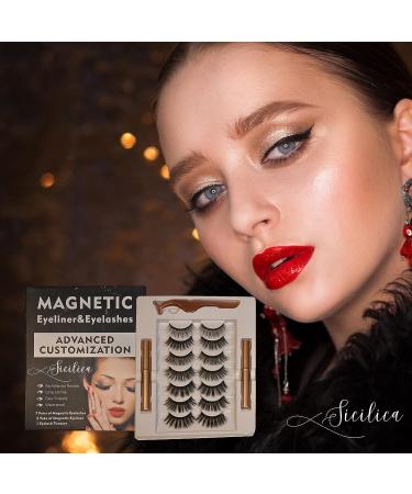 Sicilica 2023 Design Magnetic False Eyelashes Set - Waterproof, 7 Pairs for Natural Look, Cat Eye, Long & Thick - Ideal for Various Occasions - Buy Online on GoSupps.com