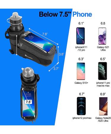 TOOLITIN Bike Phone Front Frame Bag with Water Bottle Holder and Insulated Cup Holder - Bicycle Phone Bag for Mountain Bikes - Buy Online on GoSupps.com