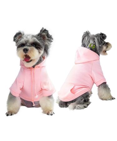 Furryilla Pet Clothes for Dog, Dog Hoodies Sweatshirt with Hood and Pockets for Small Dogs (M,Pink) Medium Pink Dog Hoodie