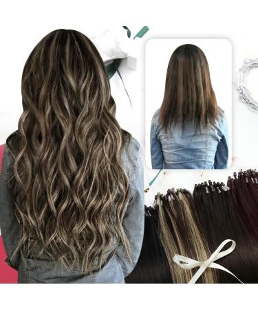 Moresoo Microring Extensions - Real Hair Brown & Blonde Remy Micro Loop Extensions 55 cm | Easy Cold Fusion #P4/27 - Buy Online on GoSupps.com