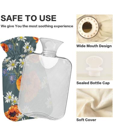 Buy NAANLE Vintage Goose Transparent Hot Water Bottle - 2L for Menstrual Cramps Pain Relief & Heat Therapy - Flower Poppy Design - Buy Online on GoSupps.com