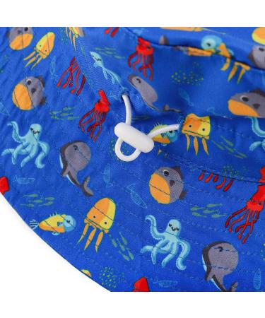 LACOFIA Toddler Baby Sun Hat - Wide Brim Kids Bucket Hat for Outdoor Beach Pool | Adjustable 6-24 Months | Unisex Summer Hat (Blue Octopus) - Buy Online on GoSupps.com