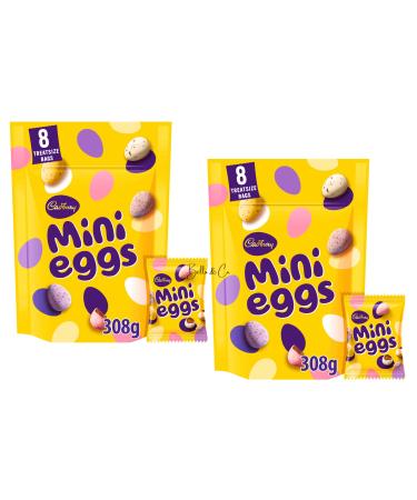 2x Easter Chocolate Mini Eggs Happy Easter Celebration 2023 | Mini Chocolate Easter Eggs Bundle Gifts for Women Men Kids | Bundle Pack Deals | Thank You Chocolate Gifts | Family Pack | 308g