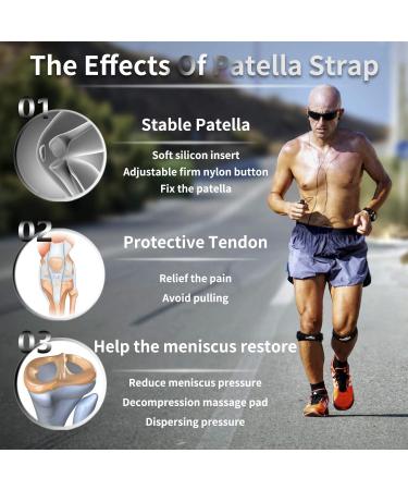 Achiou 2 Pack Patellar Tendon Support Strap for Knee Pain Relief - Adjustable Silicone Knee Band for Gym, Running, Hiking & Weight Lifting - Black/Knee Strap (2 Pack) - Buy Online on GoSupps.com