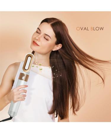 5-in-1 Multi Hair Dryer Styler - High-Speed Ionic Brush for Curling Volumizing & Straightening | Professional Salon Tool (Gold & White - Buy Online on GoSupps.com