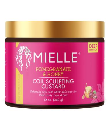 Mielle Organics Pomegranate & Honey Sculpting Custard  Natural Styling Cream Plus Moisture  For Curl  Wave  & Coil Definition for Natural or Relaxed Type 4 Hair  12-Fluid Ounces