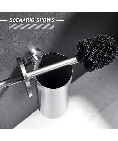 Compact Freestanding Stainless Steel Toilet Bowl Brush and Holder for Bathroom Storage and Organization - Space Saving Sturdy - Buy Online on GoSupps.com