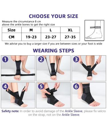 Adjustable Ankle Compression Support Sleeve for Men & Women - M Black - Buy Online on GoSupps.com