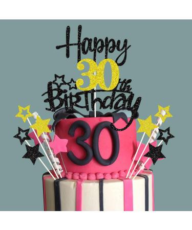 30th Birthday Cake Topper - Happy 30 Birthday Decorations | Glitzer Tortendeko Cupcake Topper for 30 Years Party - Buy Online on GoSupps.com
