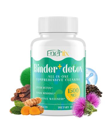15-in-1 Detox Binder, Activated Charcoal, Zeolite & Bentonite Clay, Chlorella, 1500 MG Detox Supplement Maximum Absorbent, Liver Gut Digestive Detox Cleanse, 90 Vegan Capsules 90 Count (Pack of 1)