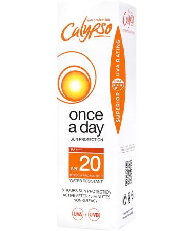 Calypso Once A Day Tan & Protect SPF15-200 ml and Once A Day Sun Protection Lotion SPF20 | 8 Hours Sun Protection | Non Greasy | Superior 4 Start UVA Rating - 200 ml CALC20L SPF 15 + Sun Protection Lotion 20 SPF - Buy Online on GoSupps.com