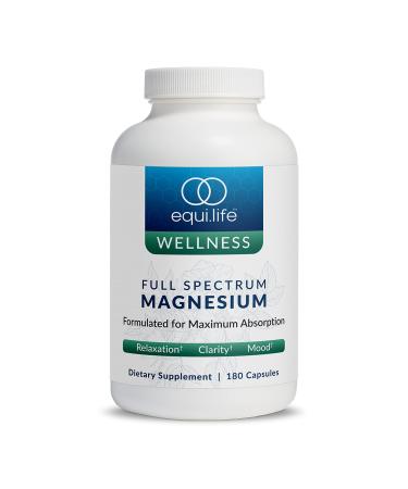 EquiLife - Full Spectrum Magnesium Magnesium Glycinate Mood & Energy Support Supplement Promotes Restfulness & Focus Formulated for Maximum Absorption Gluten-Free Non-GMO Vegan (180 Capsules)