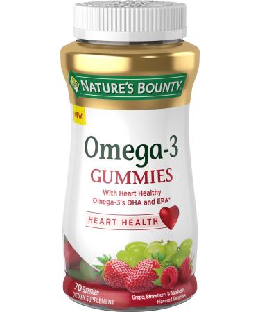 Nature's Bounty Omega-3 Gummies Grape Strawberry & Raspberry Flavored 70 Gummies