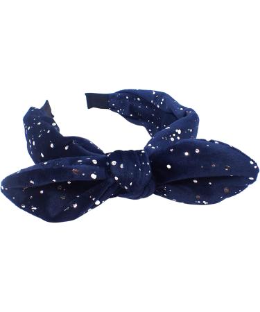 Topkids Accessories Dotted Velvet Bow Alice Bands Adult Women Hair Accessories for Women Hair Bands for Women Thick Headband Womens Headbands Head Bands Adult Women Wide Headbands (Navy) - Buy Online on GoSupps.com
