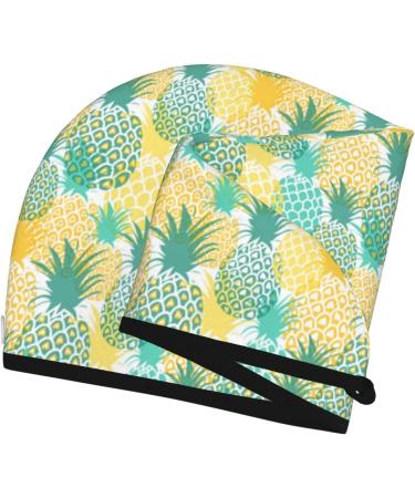 Quick-Dry Hair Towel Wrap with Button - Pineapple Pattern Hair Drying Turban for Effortless Hair Care - Buy Online on GoSupps.com