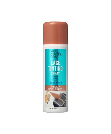 KISS Colors & Care Quick Drying Lace Tinting Spray Medium Dark Brown 3 oz. - Blends Lace Seamlessly Washes Out Easily Smudge-Free Formula Sweat Resistant Natural Look Buildable Coverage
