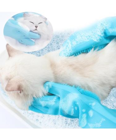 Xfly Pet Grooming Gloves & Nursing Shoes Silicone Brush for Cats & Dogs Hangable Design for Bathing & Massaging (Blue) - Buy Online on GoSupps.com