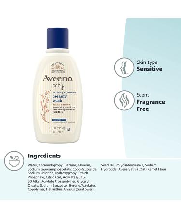 Aveeno Baby Soothing Relief Creamy Wash - Fragrance Free | 8 fl oz (236 ml) - Buy Online on GoSupps.com