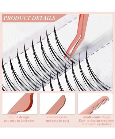 3 PCS Eyelash Tweezers Set - Stainless Steel Lash & Brow Tool Kit in Rose Gold - Buy Online on GoSupps.com