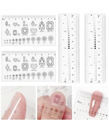 4Pcs Nail Measurement Ruler Fake Nails Measuring Ruler Nail Measure Ruler Nail Rhinestones Size DIY Manicure Tools for Acrylic Nails and Nail Styling Nail Ruler-1