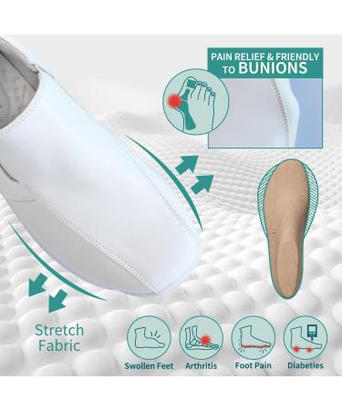 Hawkwell Pro Women's Nursing Shoes for Bunions | Lightweight Slip-Resistant Orthotic Work Shoes for Foot Pain Relief - Size 9 White - Buy Online on GoSupps.com