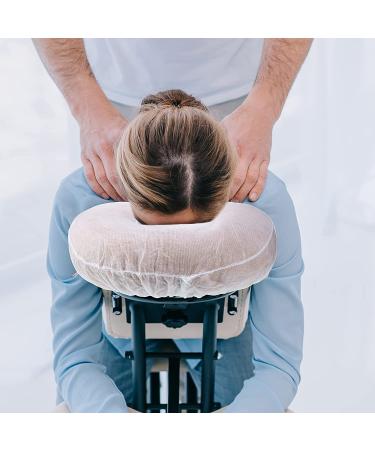 100 Pack Disposable Massage Headrest Covers 14.2 x 13 Inch - White, Non-Sticking & Non-Woven U-Shaped Cradle Cover for Massage Tables - Buy Online on GoSupps.com