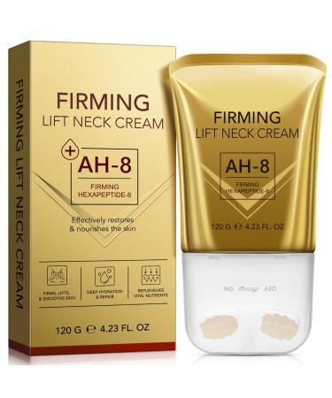WLCTJIAYOU AH-8 Firming Neck Cream with Roller - Anti-Aging Moisturizer for Neck & Chest - Lifts Tightens Deeply Hydrates Reduces Fine Lines & Wrinkles - For Crepey Sagging Skin - 4.23 fl.oz