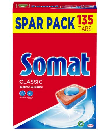 Somat Classic dishwasher tabs (135 tabs) dishwashing rinsing tabs for a powerful cleaning flushing is left brilliantly clean dishes
