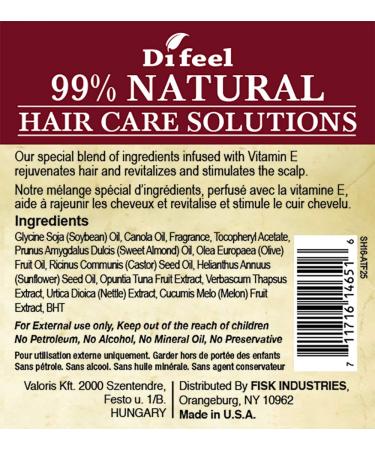 Difeel Premium 99% All Natural Anti-Frizz Hair Oil with Olive Oil, Vitamins A and E - 2.5 oz - Buy Online on GoSupps.com