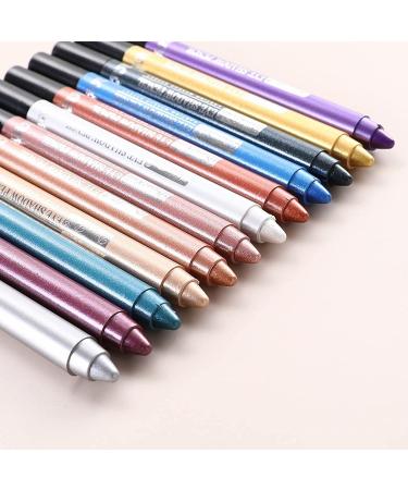 LaoSShu Eyeshadow Pen Eyeliner 12pcs Eyeshadow Stick Perfect Pearl Eyeshadow Pen with Foam Pen Sharpener Long Shining Eyeshadow Pencil