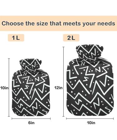 Naanle Geometric Stripes Heat Bottle with Cover - 1L Transparent Hot Water Bottle for Bed Hand & Foot Warmer Pain Relief & Cold Therapy - Perfect Winter Comfort - Buy Online on GoSupps.com