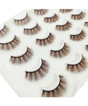 MUQIU37 Brown 3D Mink False Eyelashes - 10 Pairs for Natural & Dramatic Volume | Coffee Brown Lashes for Makeup & Extensions (MQ601) - Buy Online on GoSupps.com