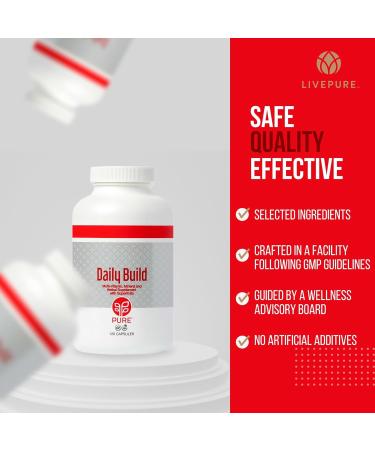 PURE Daily Build | 120 Capsules | Advanced Multivitamin Supplement | Enhanced with Essential Vitamins Minerals and Superfruits for Immune Support | Heart Health Bone Strength Brain Functionality - Buy Online on GoSupps.com