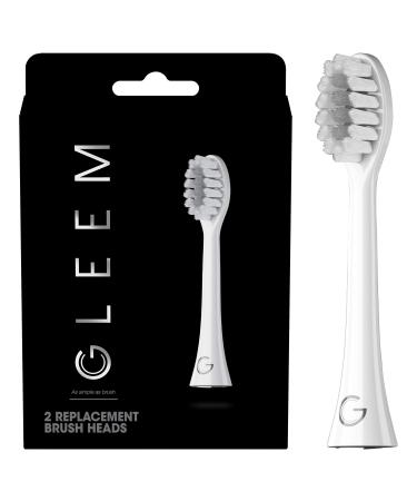 GLEEM Toothbrush Replacement Brush Heads Refill, White, 2 Count White 2 Count (Pack of 1)