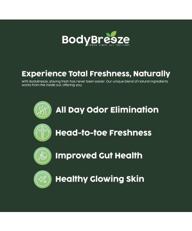 BodyBreeze Internal Deodorant Supplement | Natural Chlorophyll 90 Capsules for Body Odor Control Gut Health and Fresh Breath | Vegan Detox Support & Skin Health | Odor Eliminator for Men & Women - Buy Online on GoSupps.com