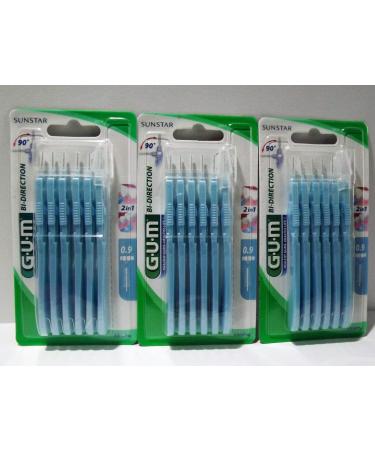 GUM BI-DIRECTION interdental brushes 6 pieces light blue 0.9mm 3-pack (3x 6 pieces)