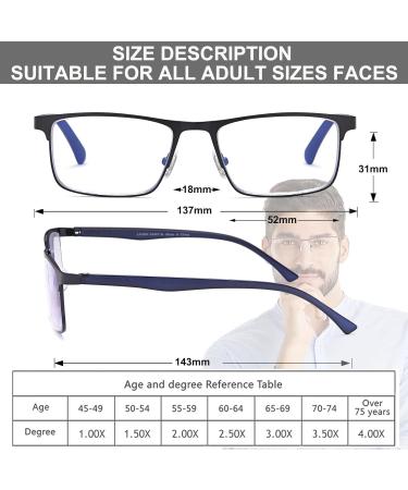 Buy Comfortable Blue Light Blocking Reading Glasses for Men - 3 Pairs with Spring Hinge - UV Protection & Eye Strain Relief - 1.25x Mix Color - Buy Online on GoSupps.com