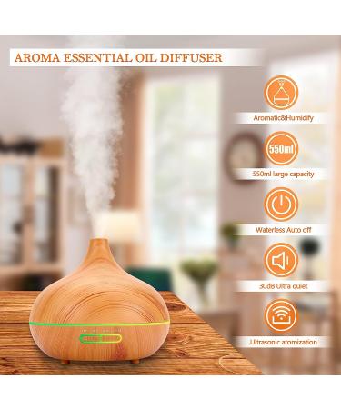 550ML Ultrasonic Essential Oil Diffuser Set for Large Rooms | Timer & LED Lights | Wood Grain Design - Buy Online on GoSupps.com