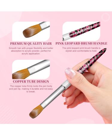 Saviland Acrylic Nail Brush Set - 4PCS Pink Leopard Print Brushes for Nail Extensions & Carving - Sizes 8/10/12/14 - Buy Online on GoSupps.com